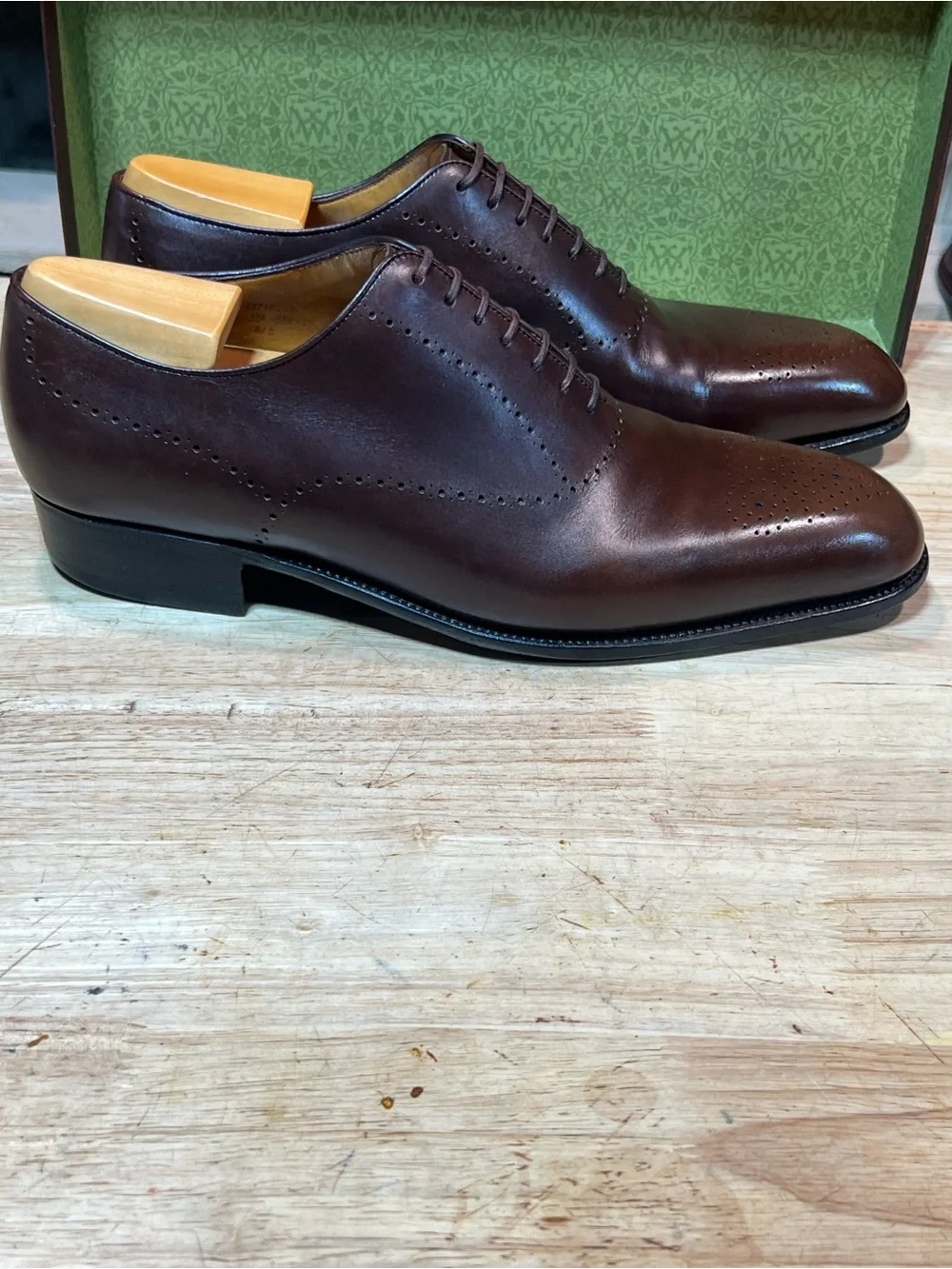 JM Weston 582🔥 Brown Calf Leather Wholecut Oxfords UK8/US9 w Shoe Trees 🇫🇷